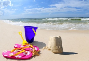 beach, sand castle, scoop, Sand, bucket, sea
