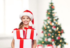 christmas tree, gifts, children, Merry christmas, new year, child, happy, little girl, smile