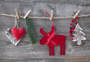 cherry, New year, hearts, decorations, christmas tree, merry christmas, reindeer, toys