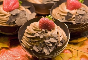 шоколад, десерт, пирожное, крем, ягоды, Сладости