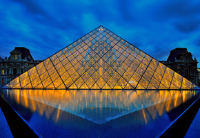музей, пирамида, франция, лувр, Париж