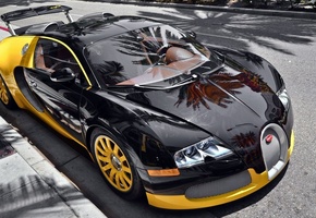 veyron, eb, yellow, street, supercar, Bugatti