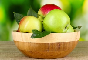 зеленые, фрукт, фон, обои, Еда, яблоко, листья, яблоки