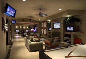 Interior, pool table, room bar, , , , game, billiard
