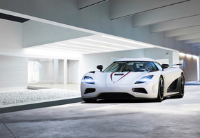 белый, front, здание, white, кенигсег, agera r, блики, Koenigsegg