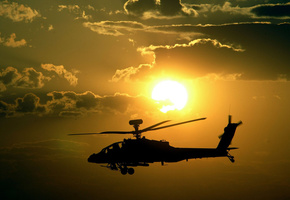 apache, , sunset, , Helicopte
