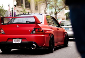 Mitsubishi, matte, red, tuning, evo