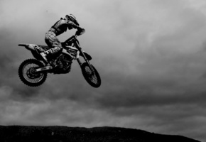 black, white, jump, Motocross