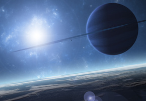 light, Planet, sci fi, blue, atmosphere, space