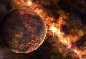 star fire, planet, Sci fi