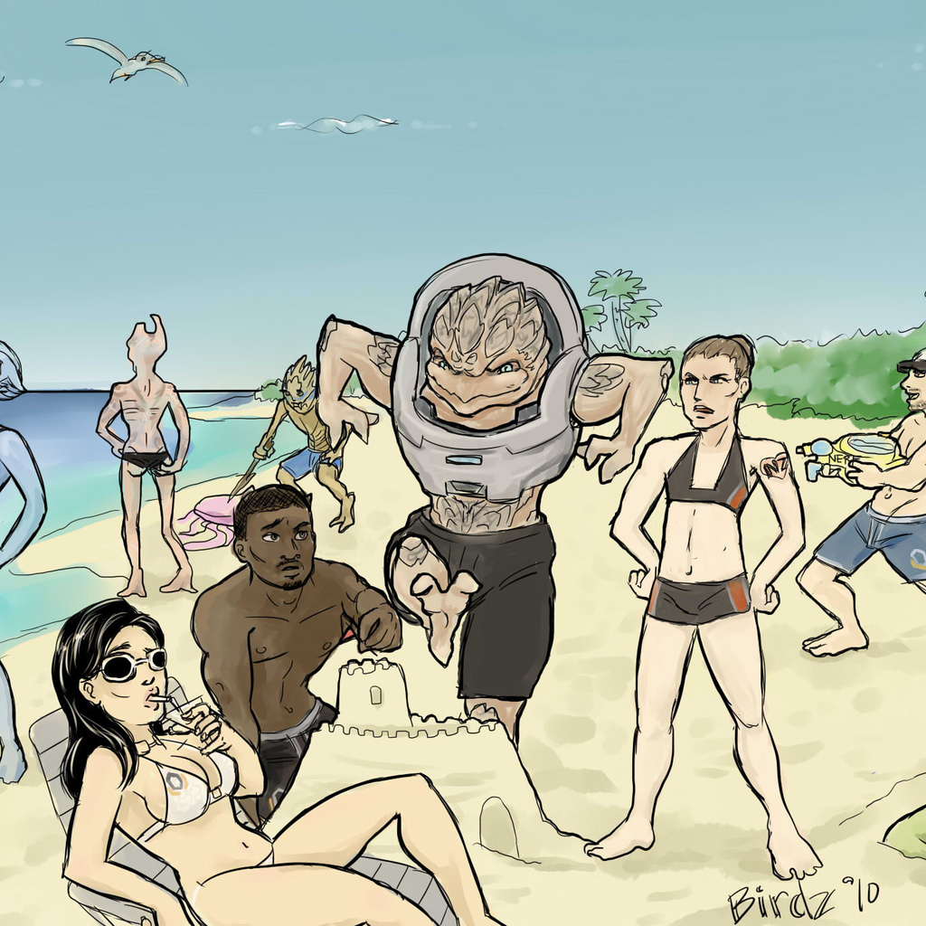 Mass effect, , sea, sand, , , crew on vacation, , , , , ,, ,   , , , 