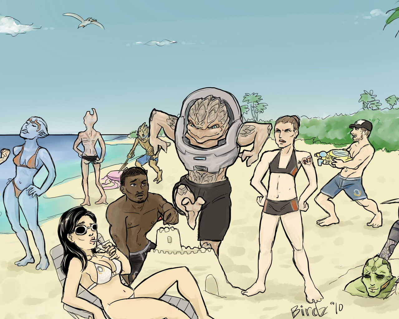 Mass effect, , sea, sand, , , crew on vacation, , , , , ,, ,   , , , 