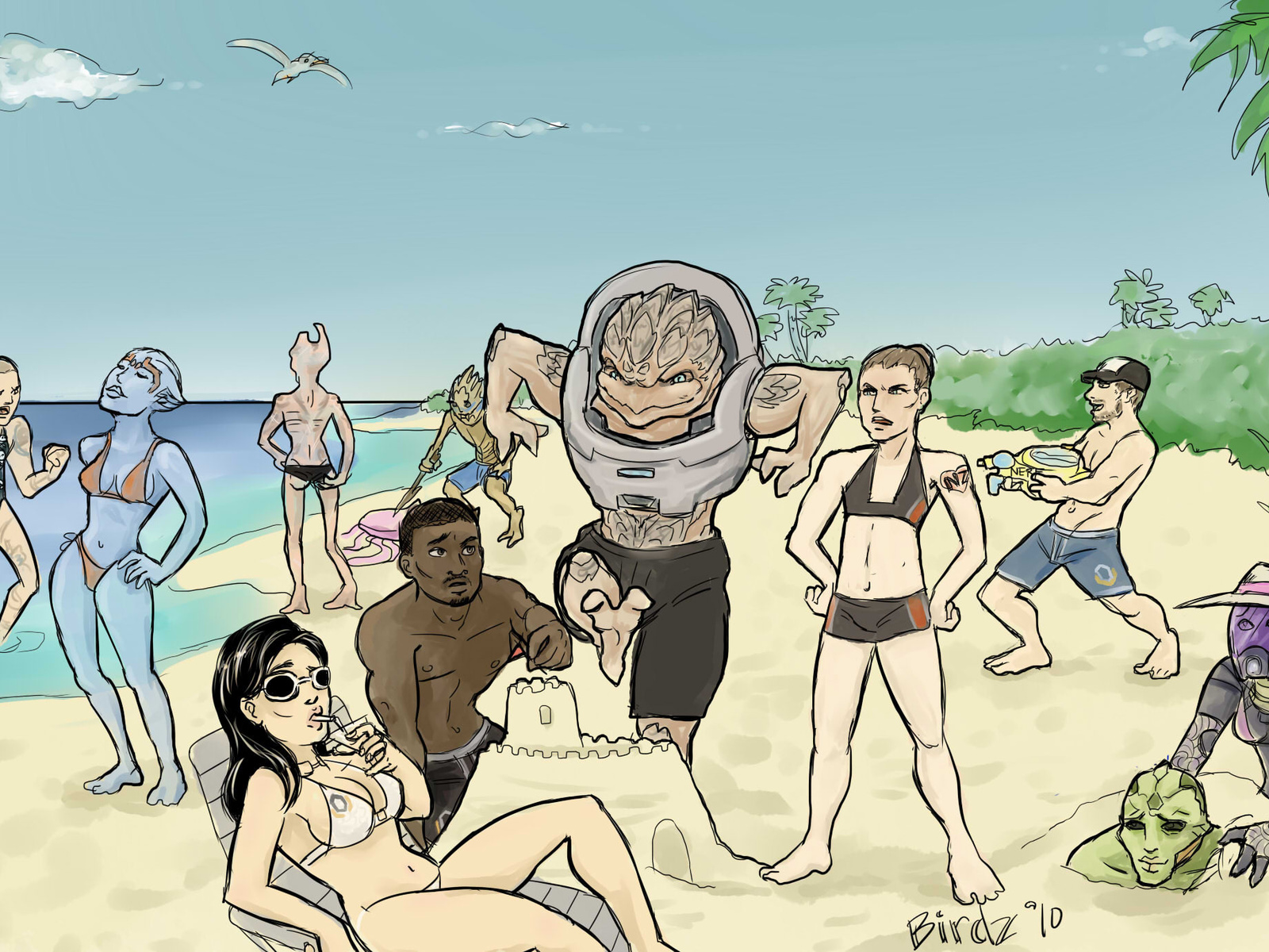 Mass effect, , sea, sand, , , crew on vacation, , , , , ,, ,   , , , 