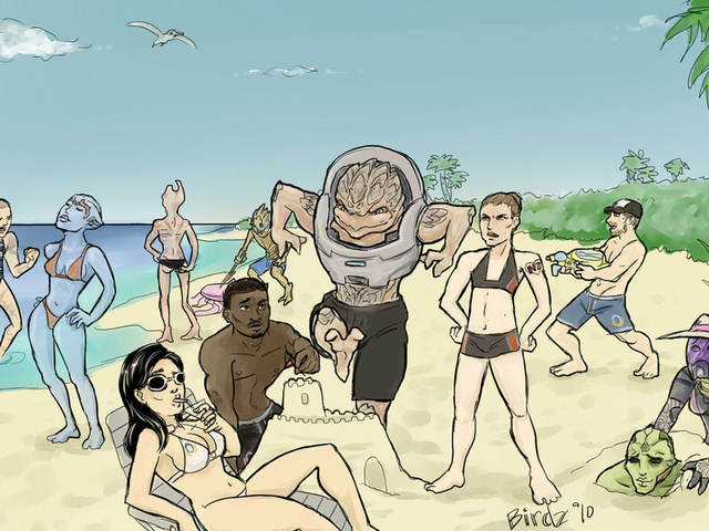 Mass effect, , sea, sand, , , crew on vacation, , , , , ,, ,   , , , 