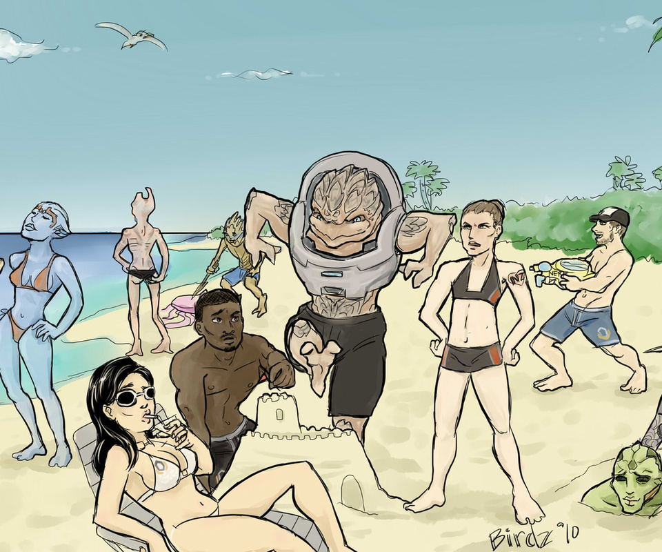 Mass effect, , sea, sand, , , crew on vacation, , , , , ,, ,   , , , 