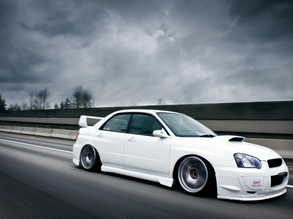 Subaru, sti, white, , road, , impreza,  , , , 