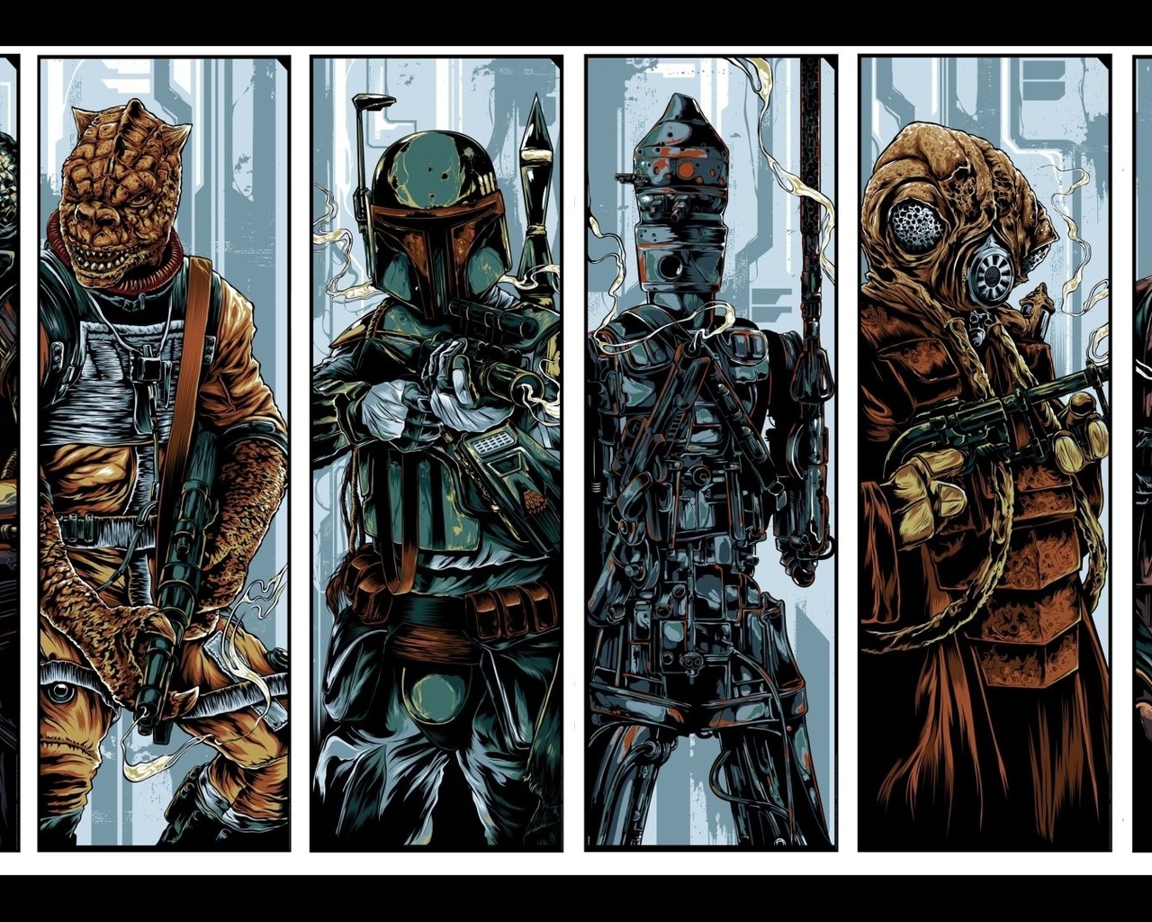 star wars,  ,   , 4-lom, bossk, boba fett, zuckuss, dengar, ig-88