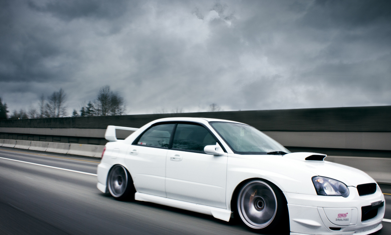 Subaru, sti, white, , road, , impreza,  , , , 