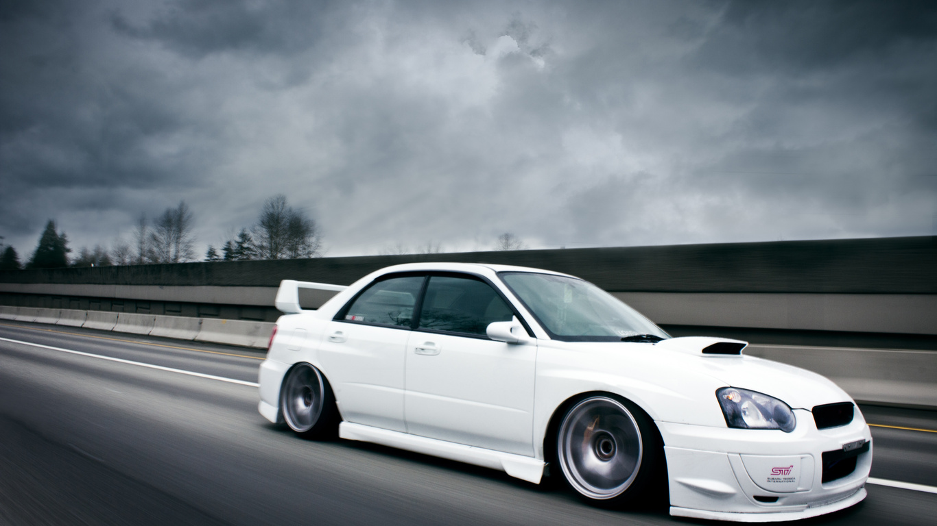 Subaru, sti, white, , road, , impreza,  , , , 