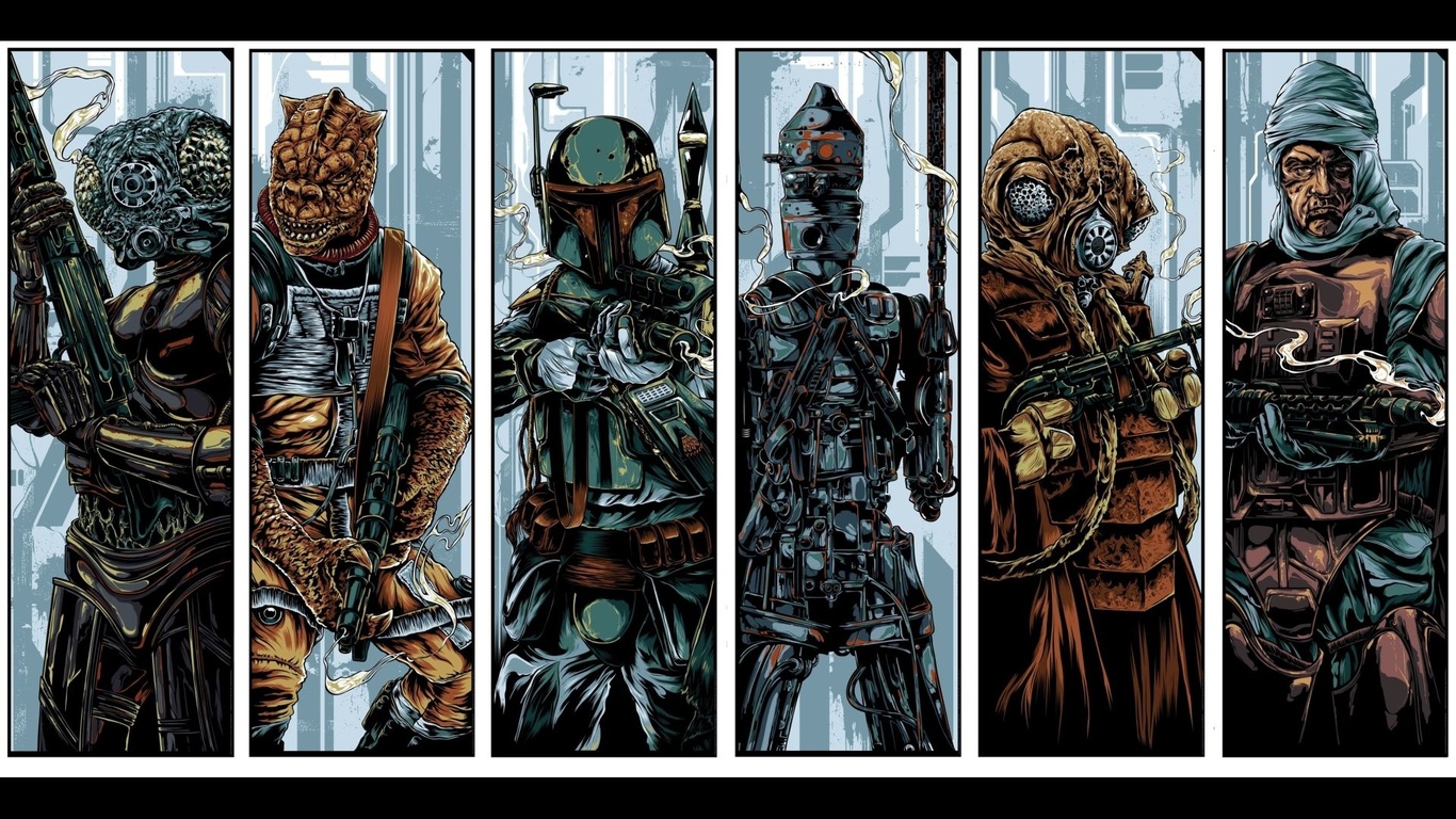 star wars,  ,   , 4-lom, bossk, boba fett, zuckuss, dengar, ig-88