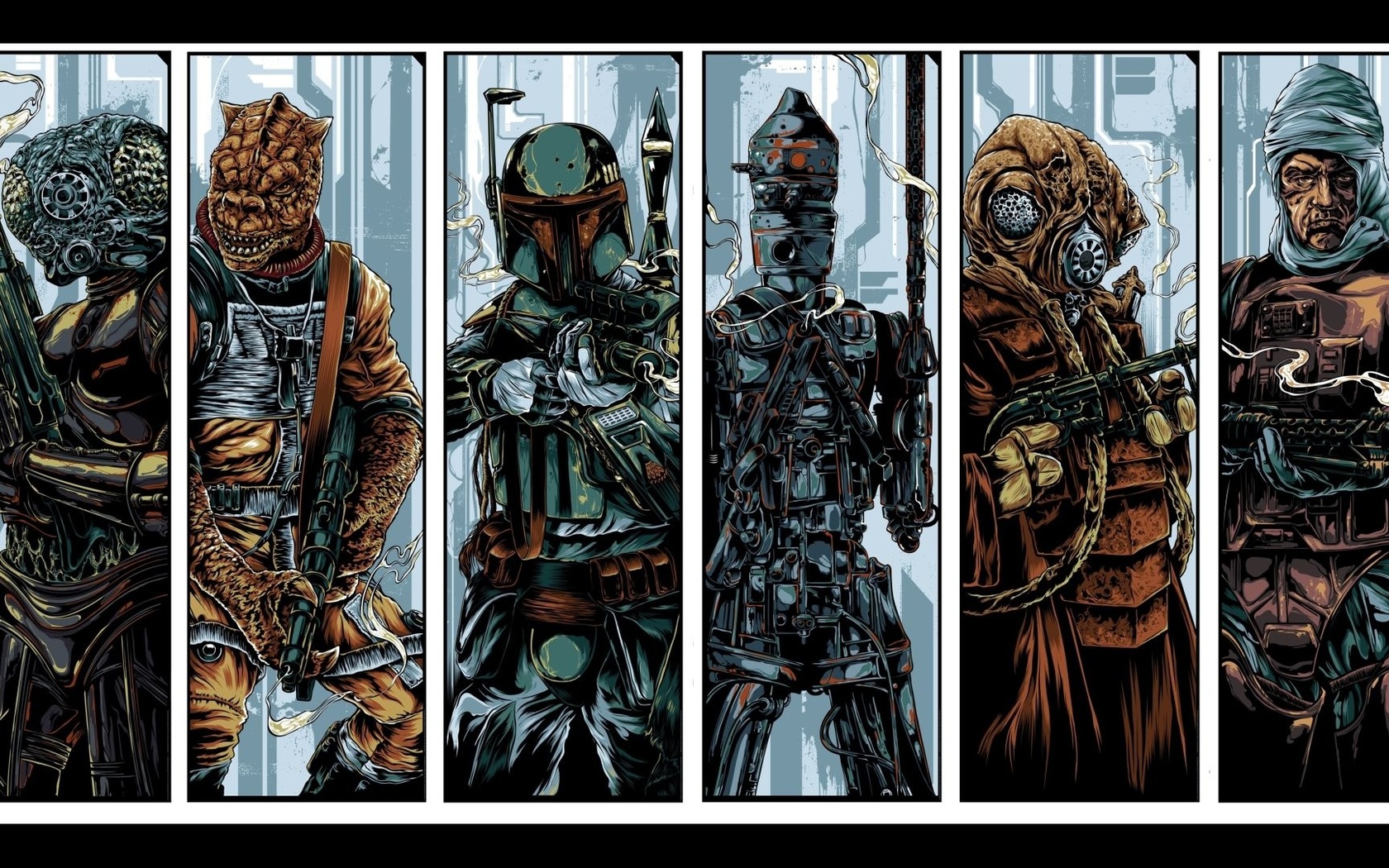 star wars,  ,   , 4-lom, bossk, boba fett, zuckuss, dengar, ig-88