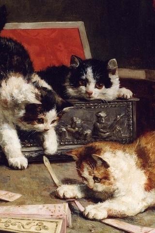 , kitten, three, , , Painting, , , ,,, , 