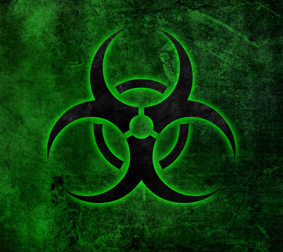 biohazard, биологическое заражение, знак, эмблема, текстура, зелёный, простота, минимализм, логотип, черный, темный фон, царапины