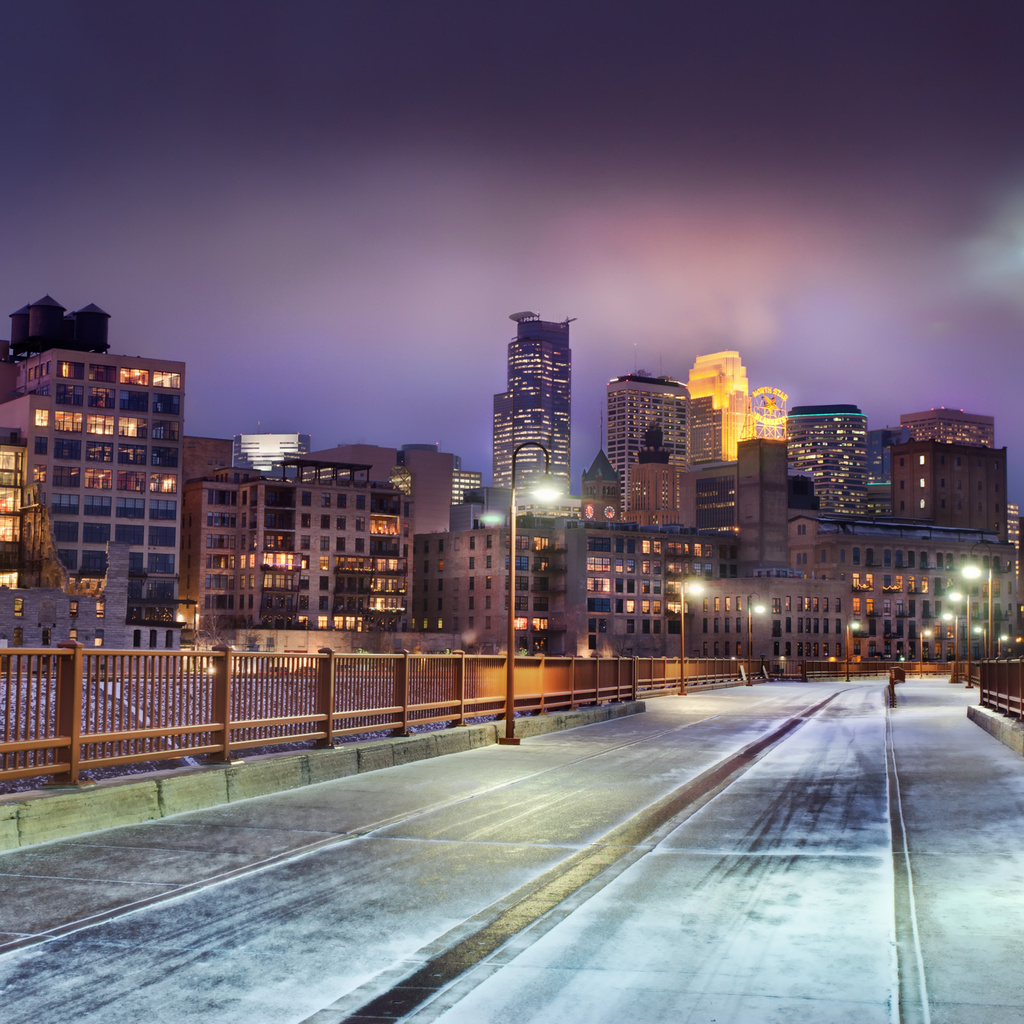 , minneapolis, winter, snow, minnesota, United states, skyline at night