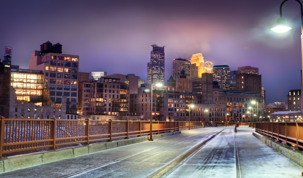 , minneapolis, winter, snow, minnesota, United states, skyline at night