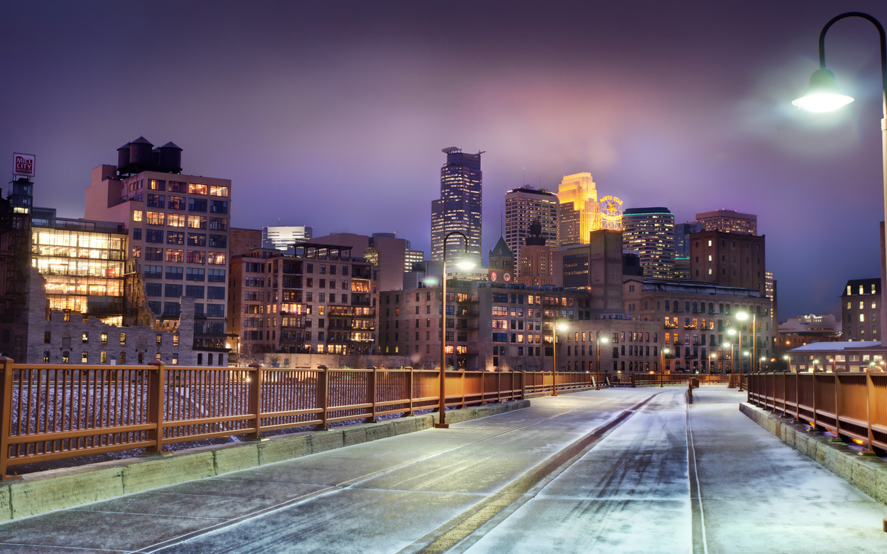 , minneapolis, winter, snow, minnesota, United states, skyline at night