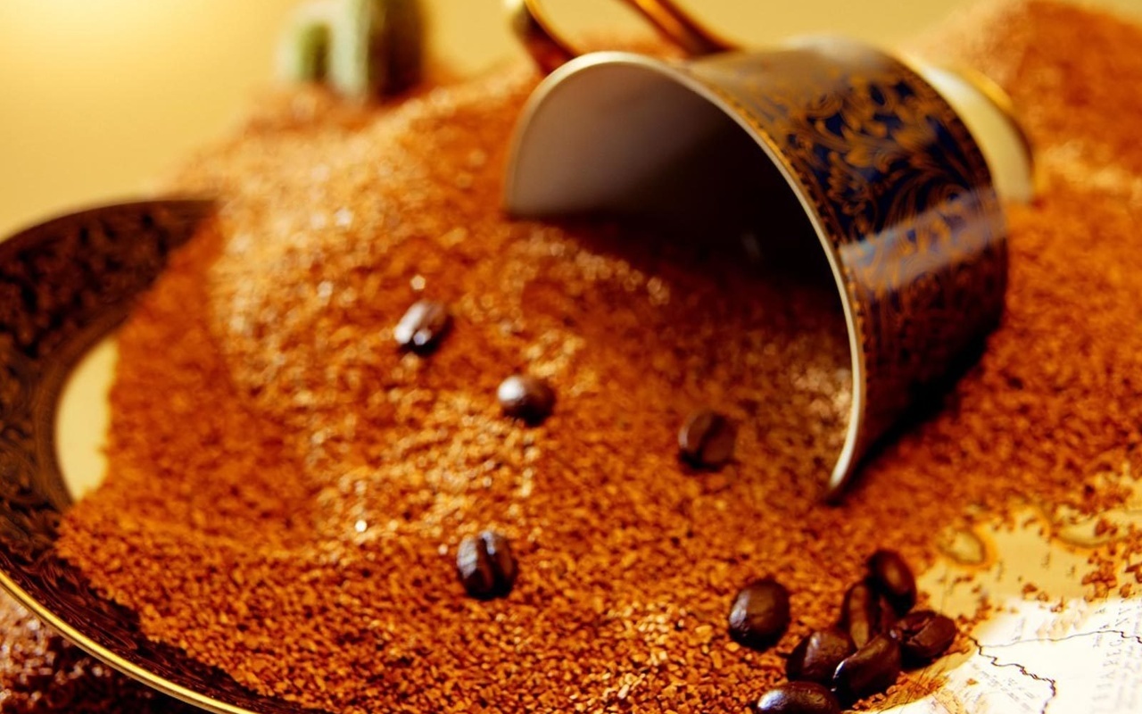 , cup, brown, , , coffee, macro, grains, 