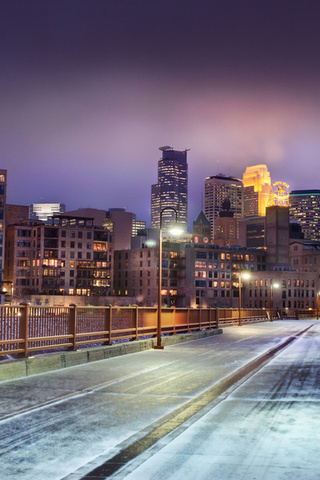 , minneapolis, winter, snow, minnesota, United states, skyline at night