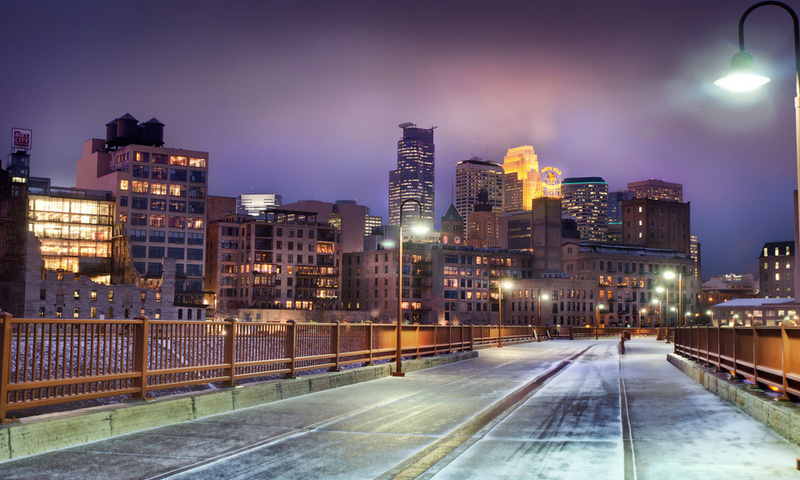 , minneapolis, winter, snow, minnesota, United states, skyline at night