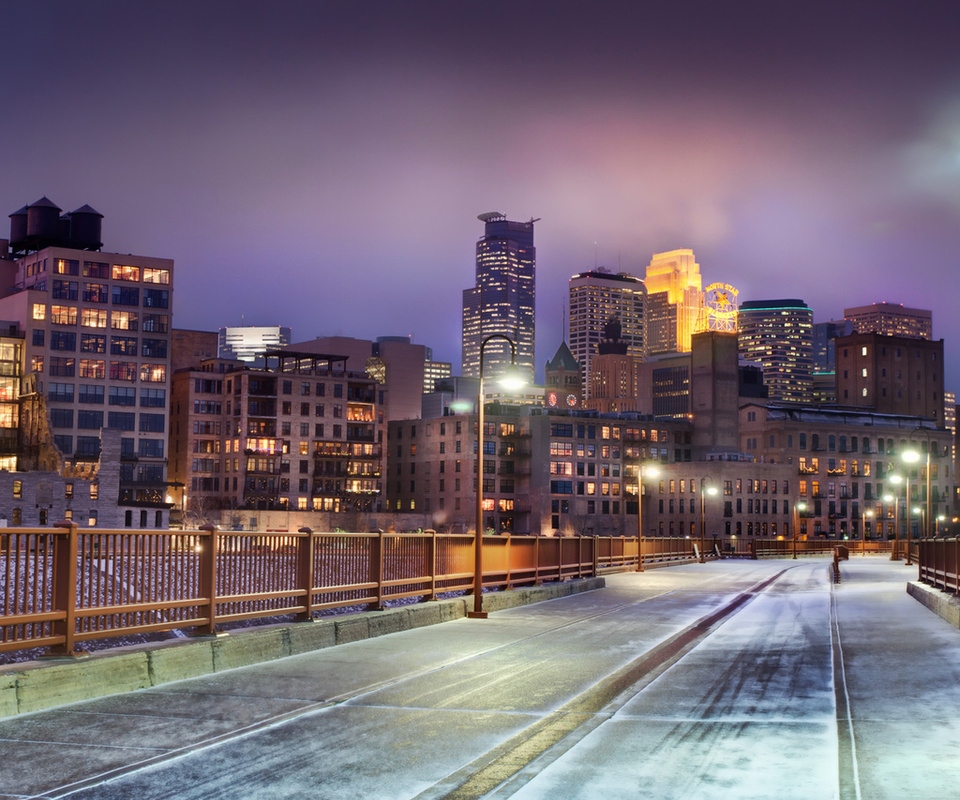 , minneapolis, winter, snow, minnesota, United states, skyline at night