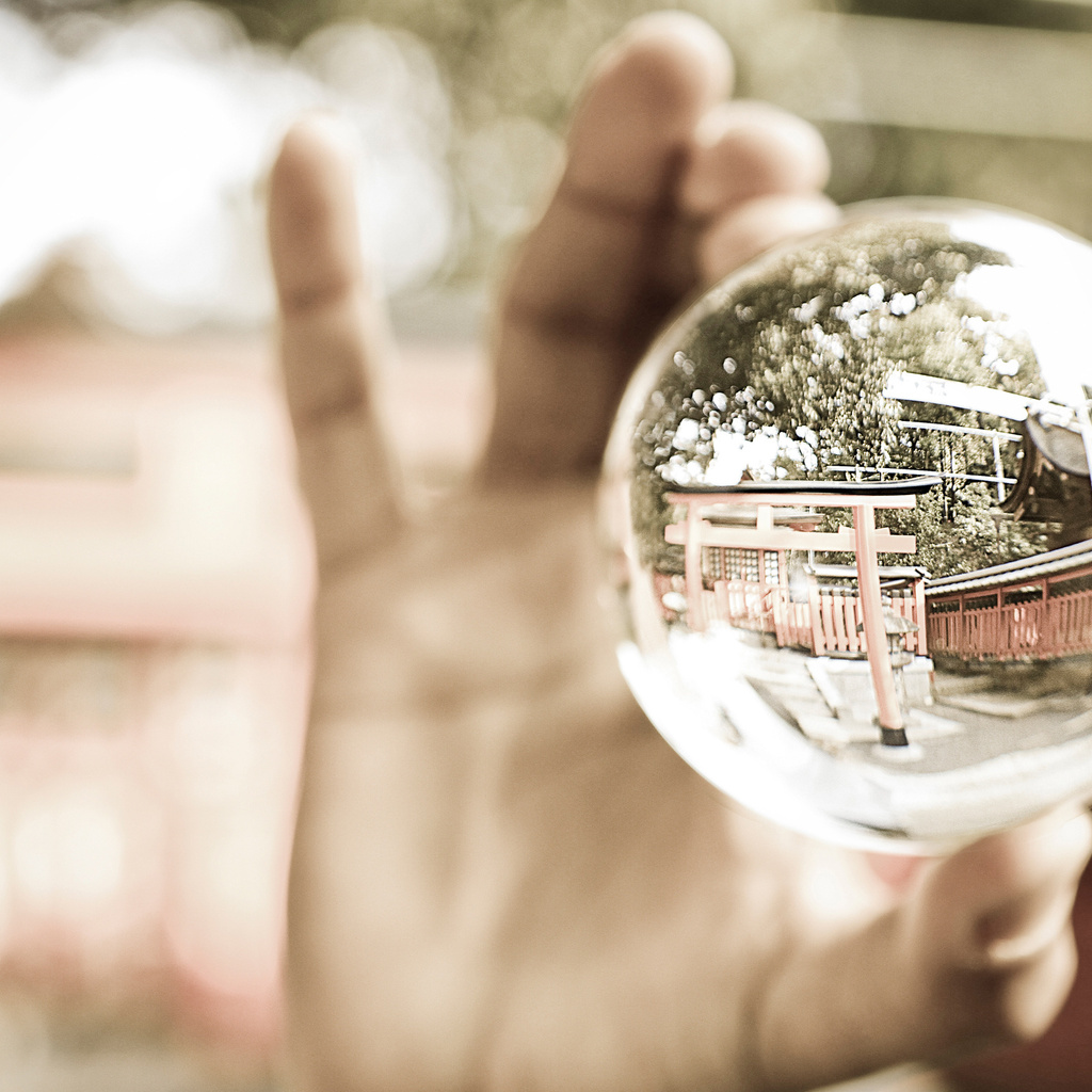 ball, reflection, hand, , , glass, , , 