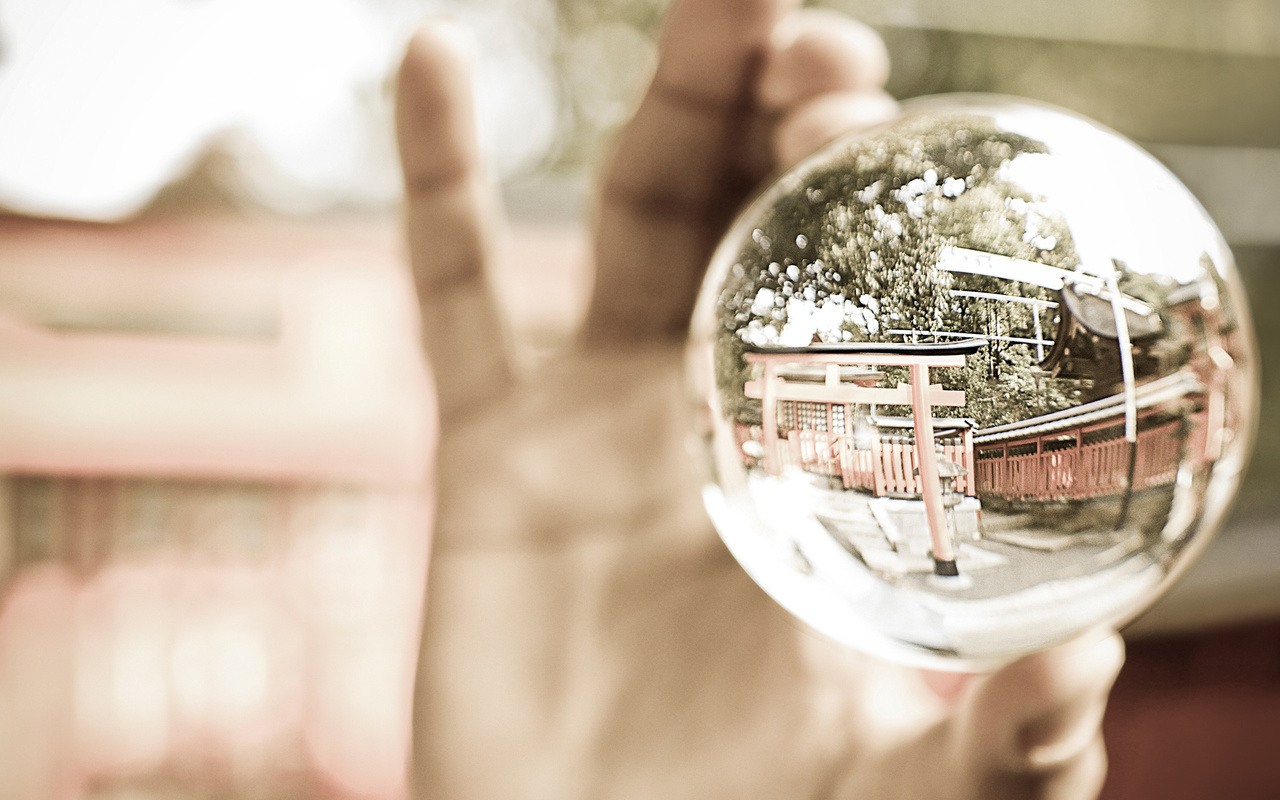 ball, reflection, hand, , , glass, , , 