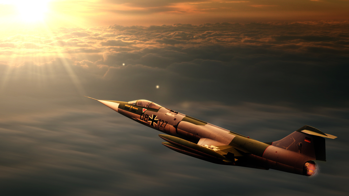 interceptor, jet, sunset, starfighter, F104