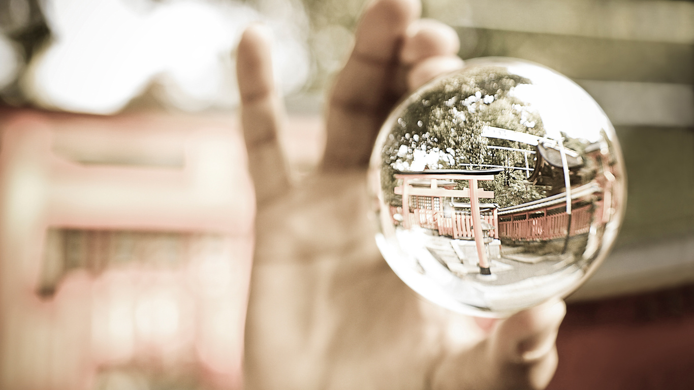 ball, reflection, hand, , , glass, , , 