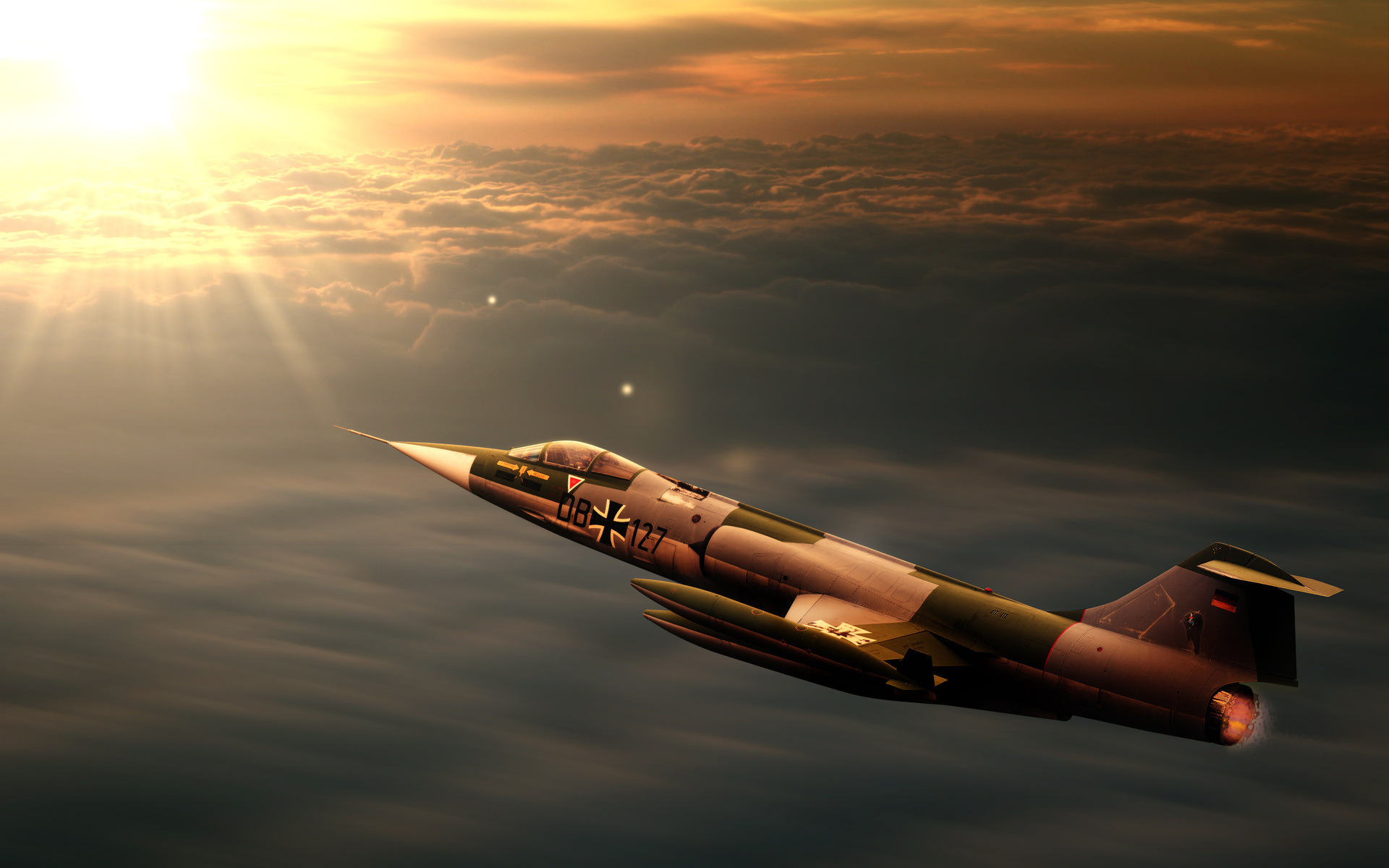 interceptor, jet, sunset, starfighter, F104