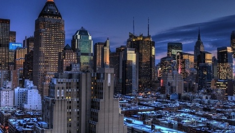 manhattan, Blue hour, new york, usa, midtown, -