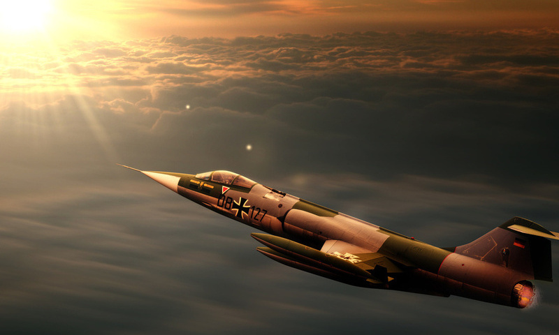 interceptor, jet, sunset, starfighter, F104