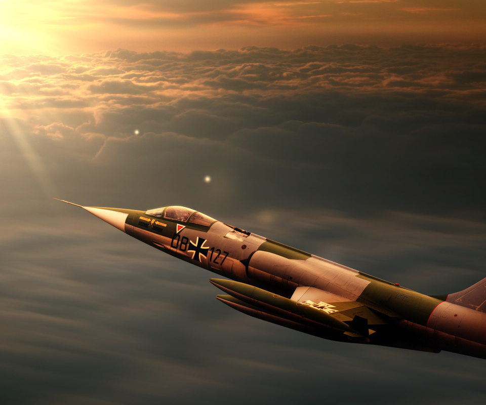 interceptor, jet, sunset, starfighter, F104
