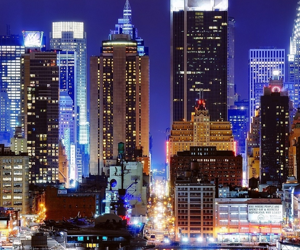 , manhattan, nyc, night, new york, 45th street, , -, times square