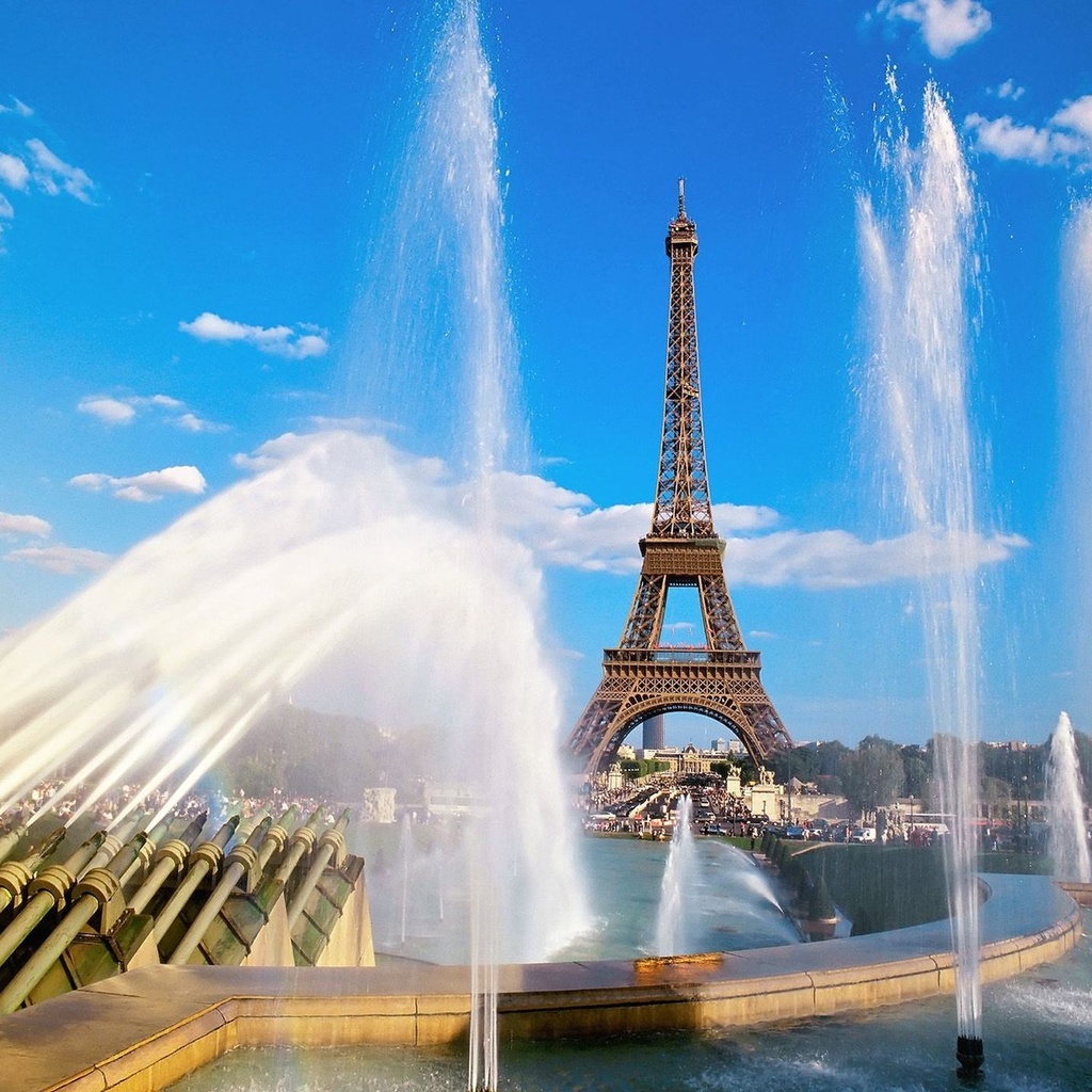 Eiffel tower and fountain, france, paris
