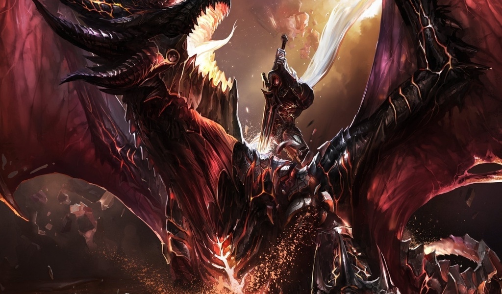 art, dragon, wow, fanart, world of warcraft, , Kill deathwing, chenbo, battle