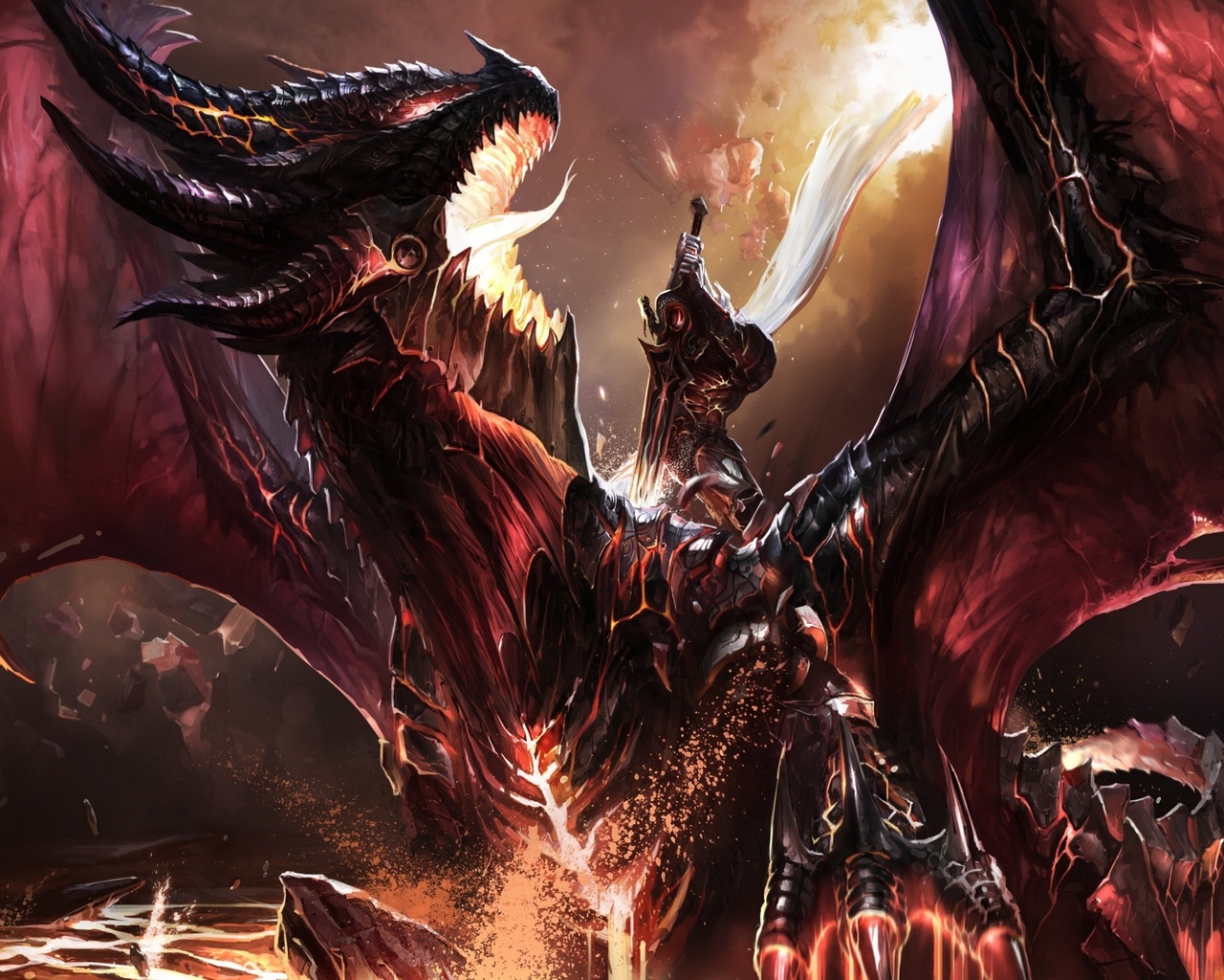 art, dragon, wow, fanart, world of warcraft, , Kill deathwing, chenbo, battle