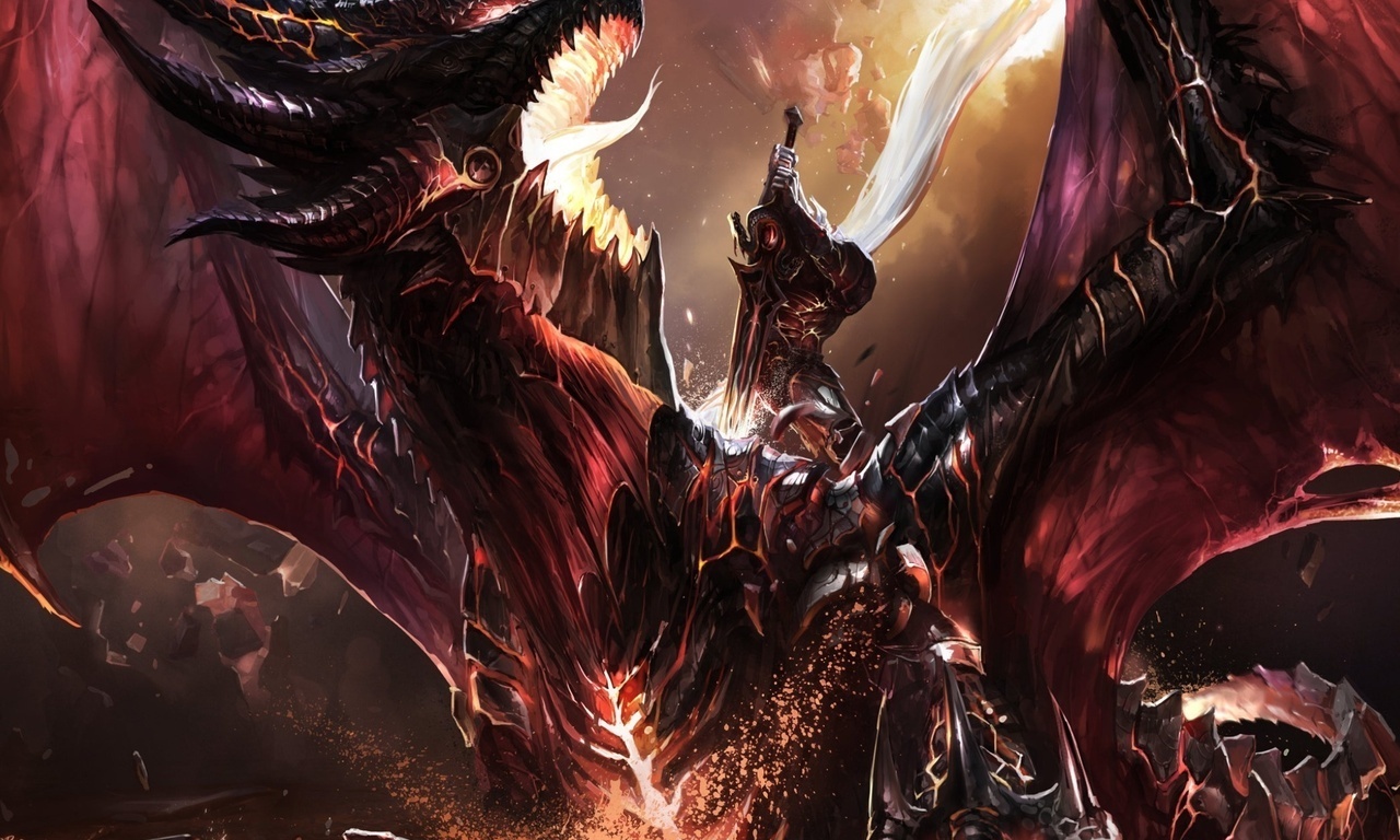 art, dragon, wow, fanart, world of warcraft, , Kill deathwing, chenbo, battle