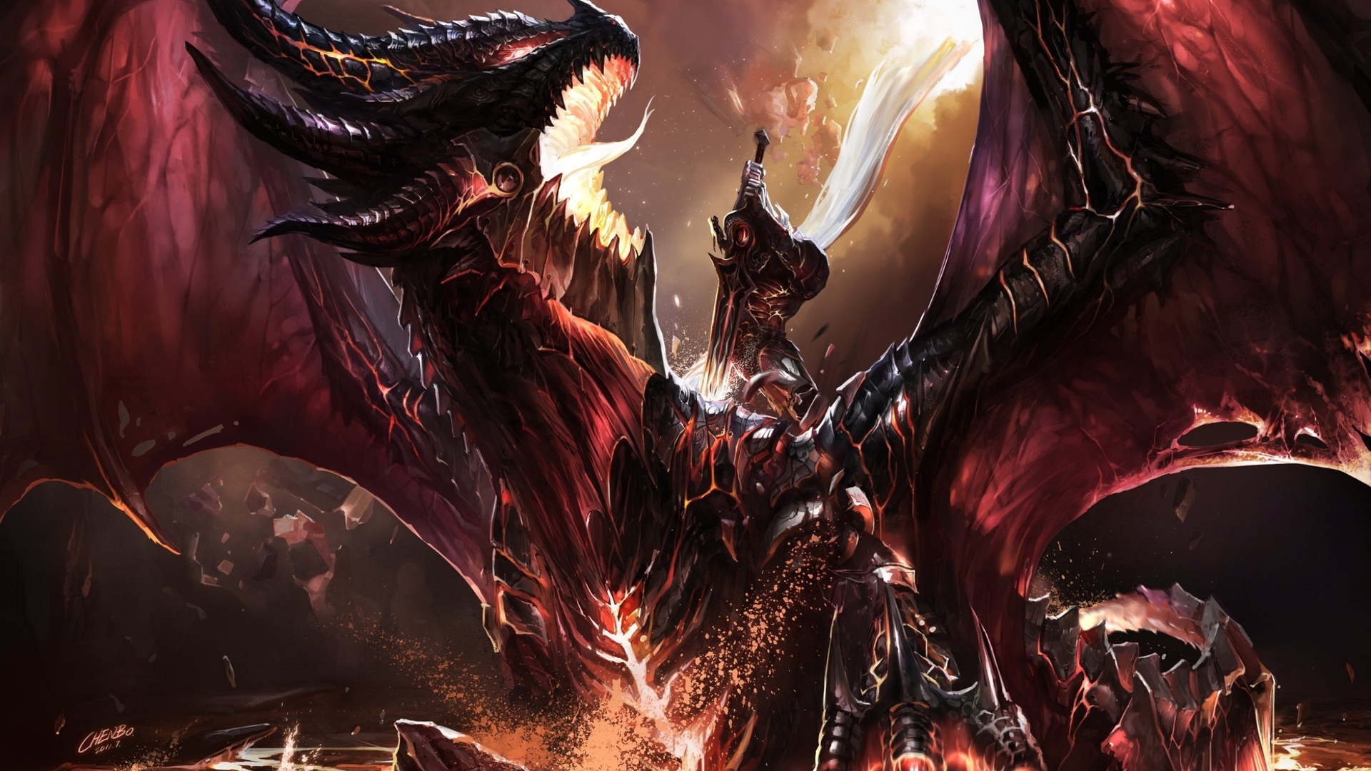 art, dragon, wow, fanart, world of warcraft, , Kill deathwing, chenbo, battle