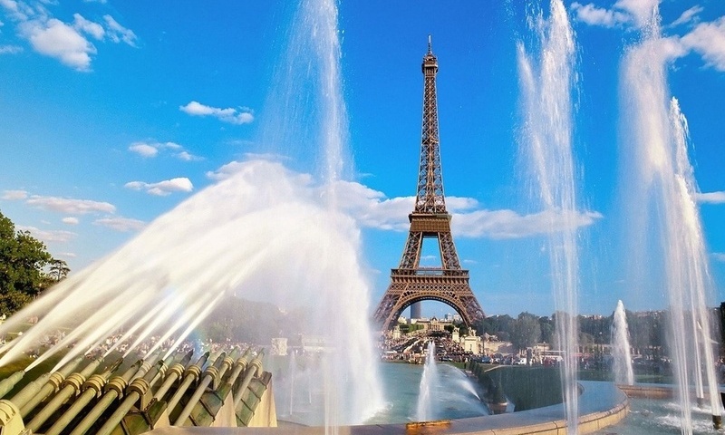 Eiffel tower and fountain, france, paris