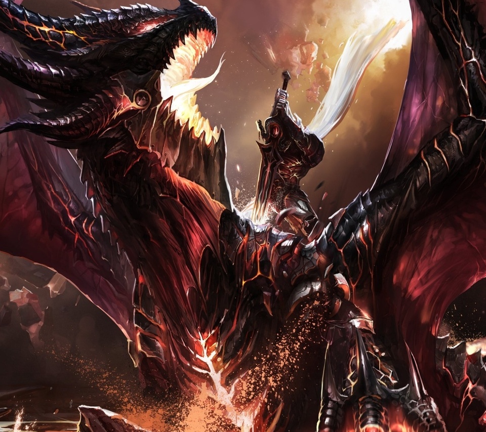 art, dragon, wow, fanart, world of warcraft, , Kill deathwing, chenbo, battle